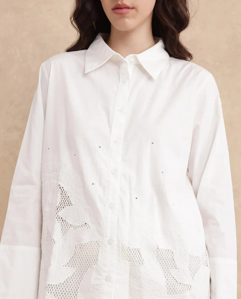 ريريزم Women's Embroidered Shirt With Bell Sleeves