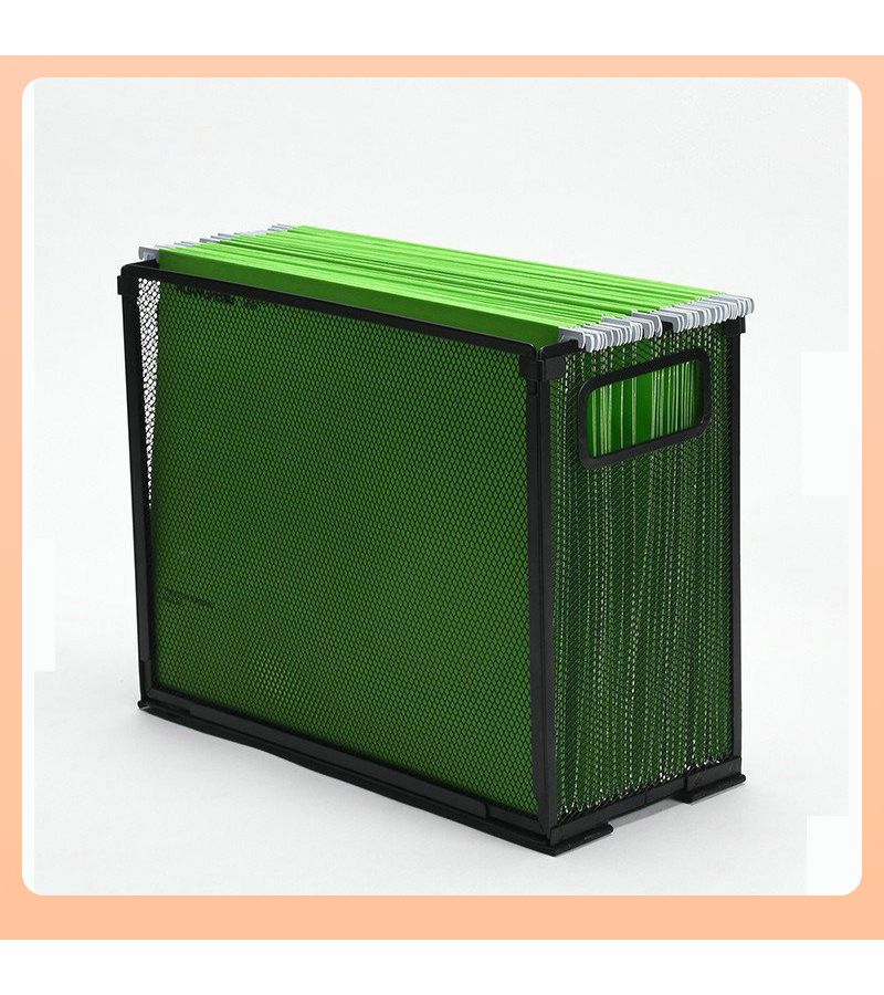 Metal Rectangular A4 Hanging File Folder 12.2x12.2x9.65 Inch Black - Image 1