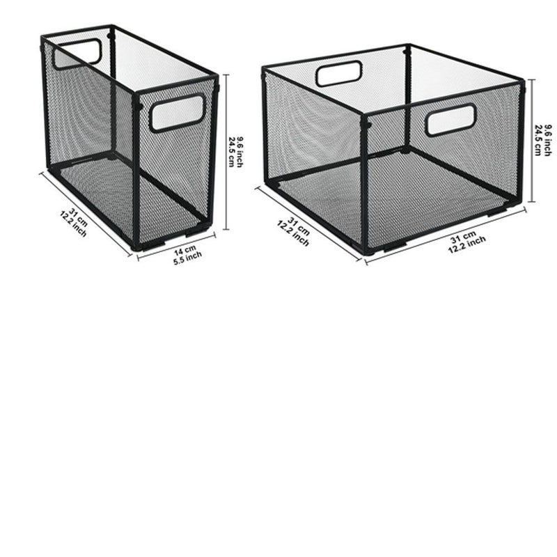 Metal Rectangular A4 Hanging File Folder 12.2x12.2x9.65 Inch Black - Image 2