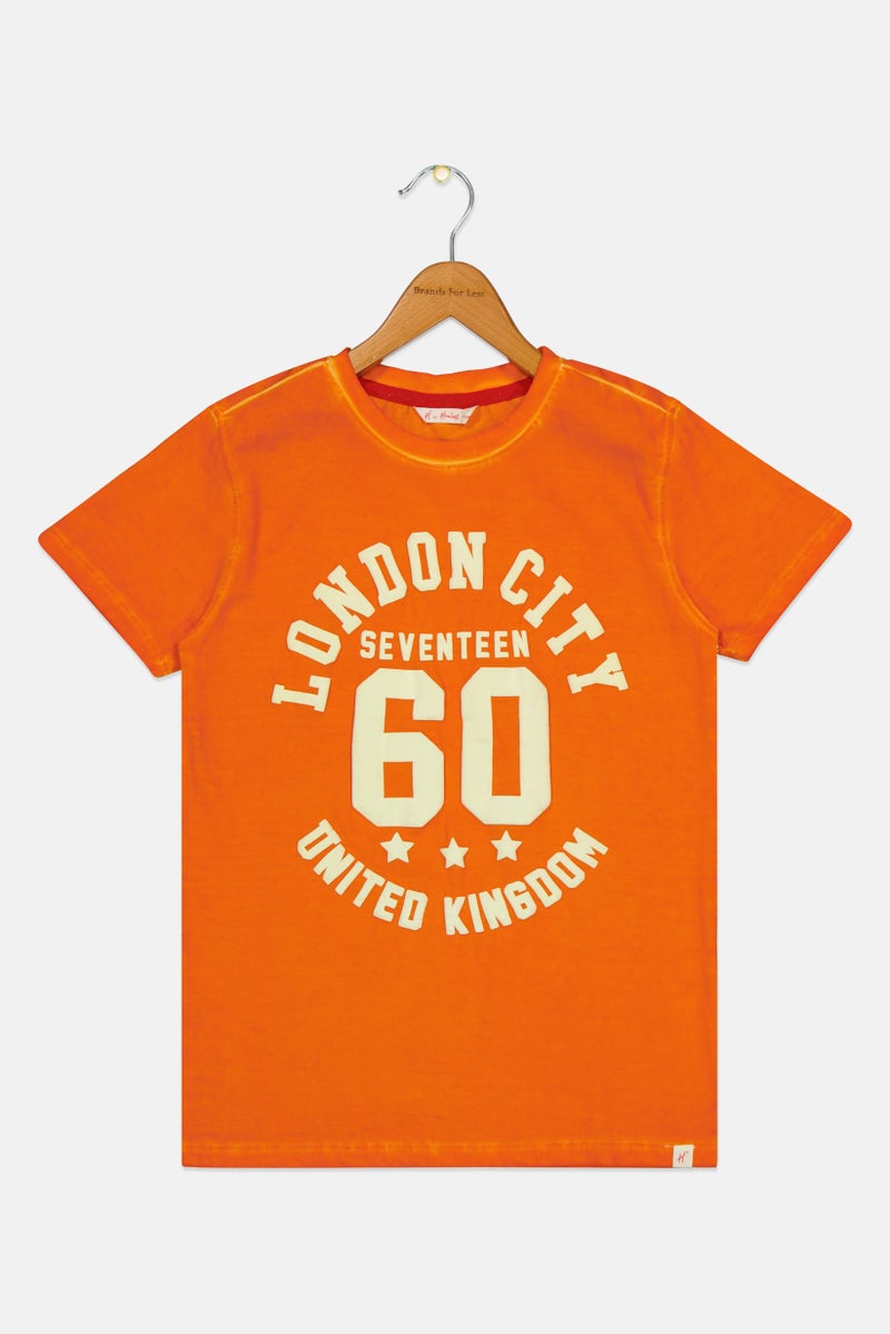 Hamleys Kids Boy Short Sleeve Graphic Print T-Shirt, Orange - Image 3