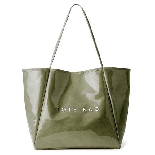 KALIDI FANCY FOREST KALIDI Large PVC Tote Bag Women Weekender Hobo Bag Travel Purse Trendy Kraft Paper Oversize Shoulder Handbag for Work College Beach - Image 1