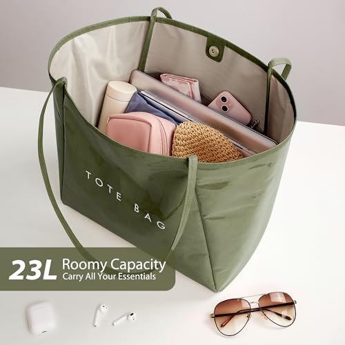 KALIDI FANCY FOREST KALIDI Large PVC Tote Bag Women Weekender Hobo Bag Travel Purse Trendy Kraft Paper Oversize Shoulder Handbag for Work College Beach - Image 5