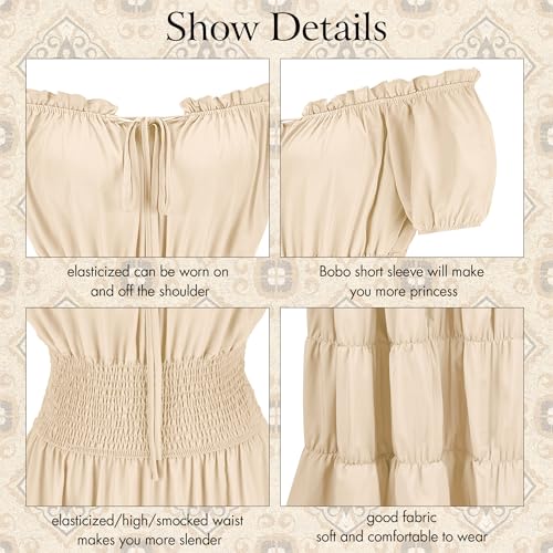 Zhitunemi Renaissance Costume Women Dress: Halloween Costumes Woman 2025 Renaissance Dresses - Halloween Party Theme Events Beige XL - Image 5