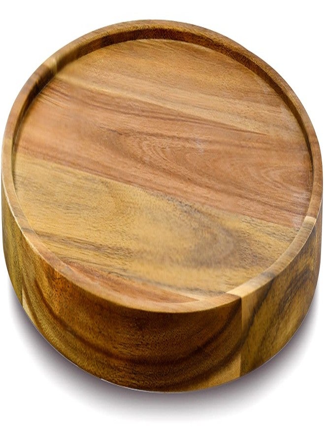 AUAM 12" Acacia Wood Lazy Susan Organizer Kitchen Turntable for Cabinet Pantry Table Organization - Image 1