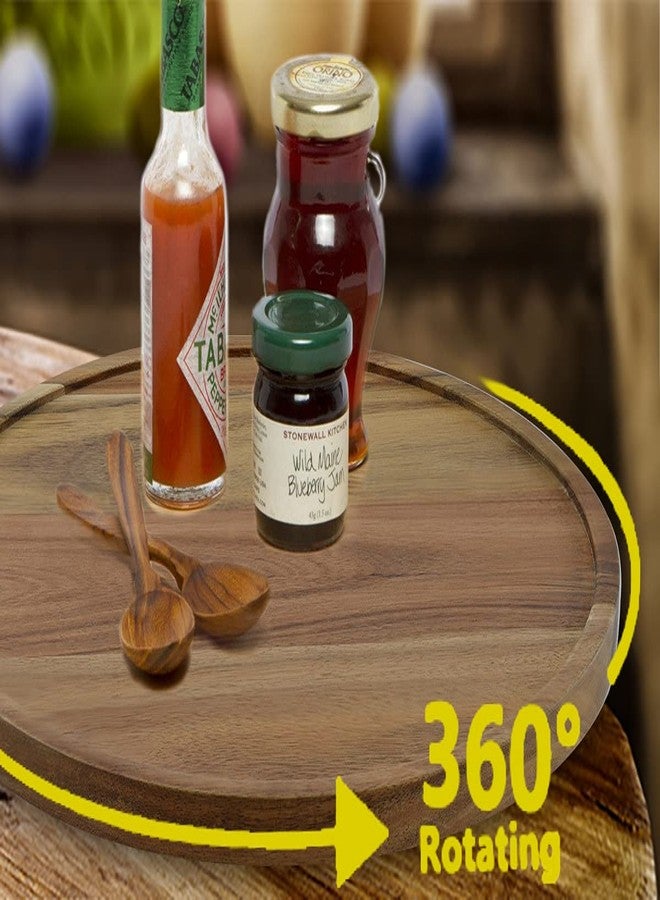 AUAM 12" Acacia Wood Lazy Susan Organizer Kitchen Turntable for Cabinet Pantry Table Organization - Image 5
