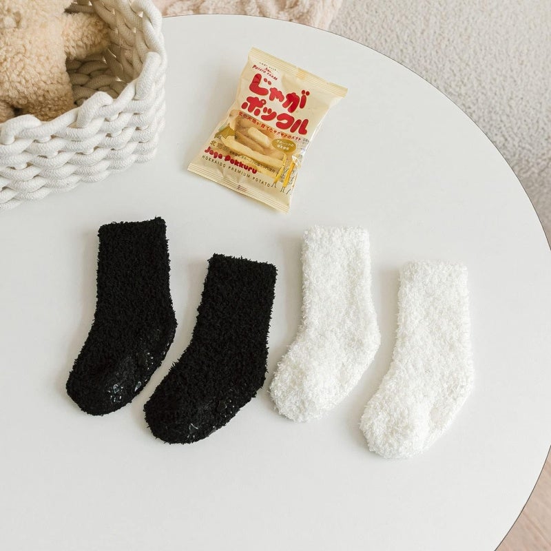 Non-Slip Baby Socks 4 Pairs Soft Elastic Stay-On Design - Anti-Slip Grip Soles Cozy Warm Baby Socks for Toddlers Home Safety - Image 2