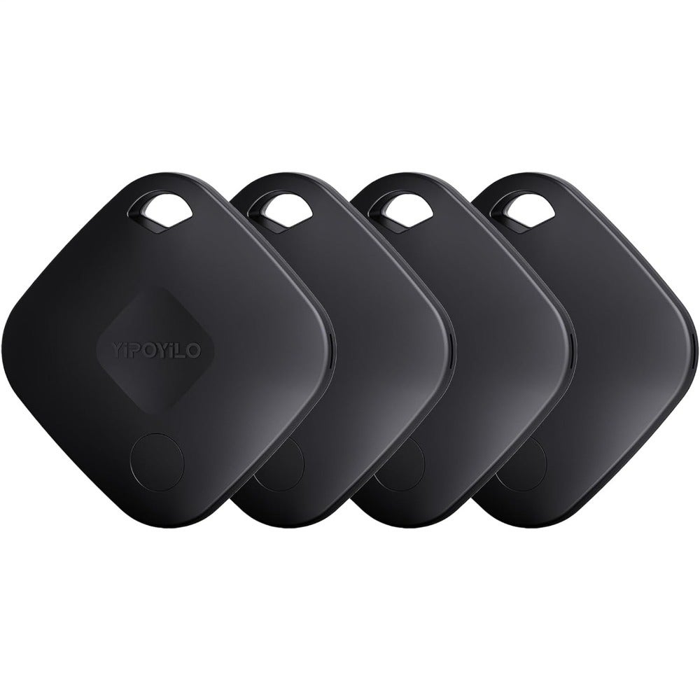 QRFGAir Tracker Tag Work with Google Find Hub for Android only, not for IOS IPhone, Item Tracker Bluetooth Tracker with Privacy Protection for Key Bag, Suitcase and More 4 Pack BlackLS
