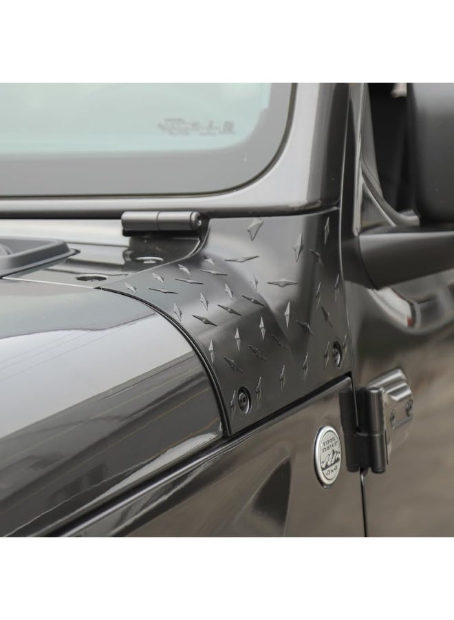 Halamodo Cowl Body Armor Outer Cowl Covers Corner Guards for 2018-2025 Jeep Wrangler JL JLU & Jeep Gladiator JT 2/4 Door, Exterior Accessories Parts, Textured Black, Pair - Image 2