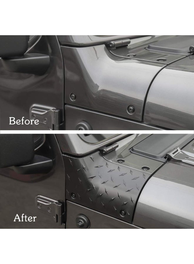 Halamodo Cowl Body Armor Outer Cowl Covers Corner Guards for 2018-2025 Jeep Wrangler JL JLU & Jeep Gladiator JT 2/4 Door, Exterior Accessories Parts, Textured Black, Pair - Image 3