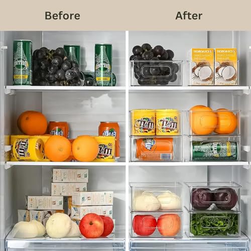 HouseWarming Acrylic 4pack Stackable Multipurpose Storage Box with Lid, Fridge Organiser for Kitchen, Countertops, Pantry Organizers and Storage Box for Fridge, Transparent - Image 4