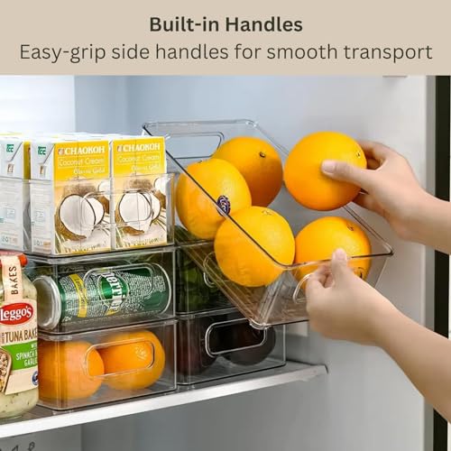 HouseWarming Acrylic 4pack Stackable Multipurpose Storage Box with Lid, Fridge Organiser for Kitchen, Countertops, Pantry Organizers and Storage Box for Fridge, Transparent - Image 3