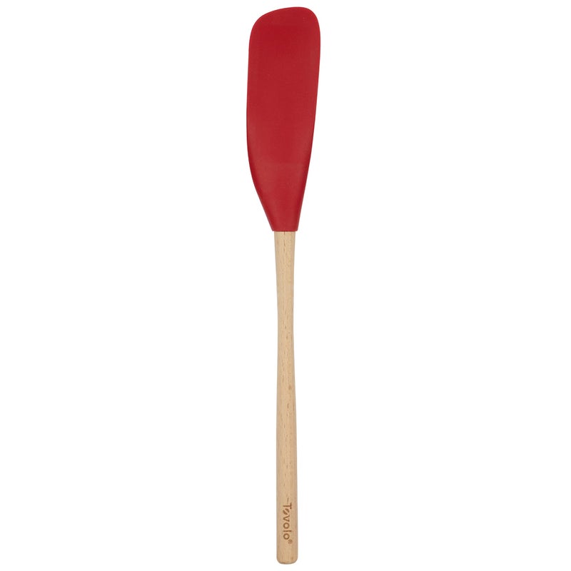 Tovolo FlexCore LongHandled Silicone Jar Scraper Spatula Wood Handle HeatResistant Silicone Head With Curved Front for Scooping  Scraping DishwasherSafe  BPAFree