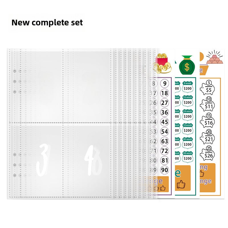 Generic Couples 100-Day Cash Saving Challenge Book 25 silk screen card films (1-100)+3 full punch-in cards 