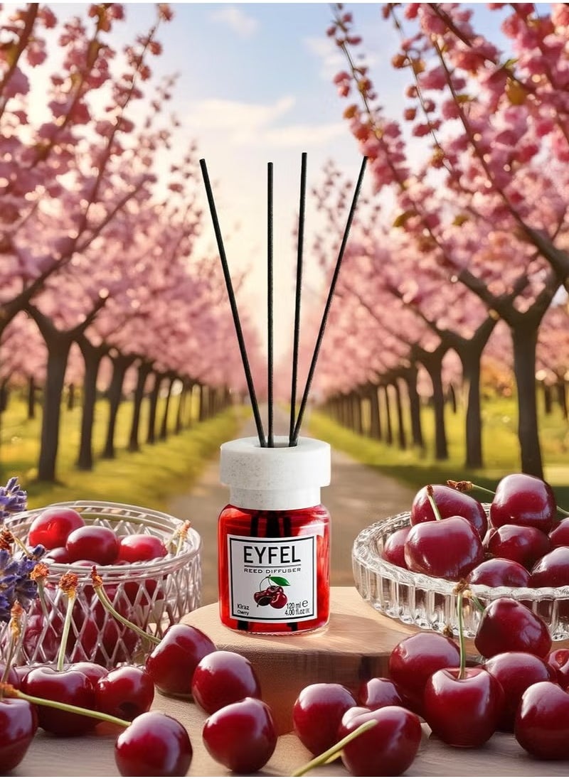 Cherry Reed Diffuser Set – 120ML Premium Long-Lasting Home Fragrance with Elegant Diffuser Sticks for Bathrooms, Living Spaces, Offices, Shops & Showrooms