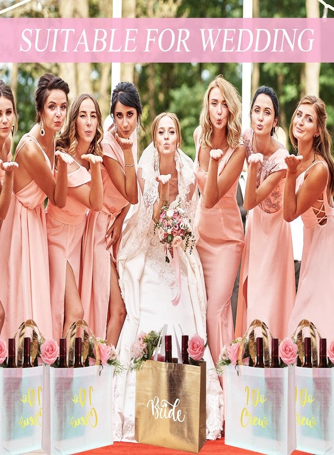 Cindeer 12 Pcs Bridesmaid Bags Holographic Bachelorette Gift Bags Glossy(Gold,I Do Crew - Image 2