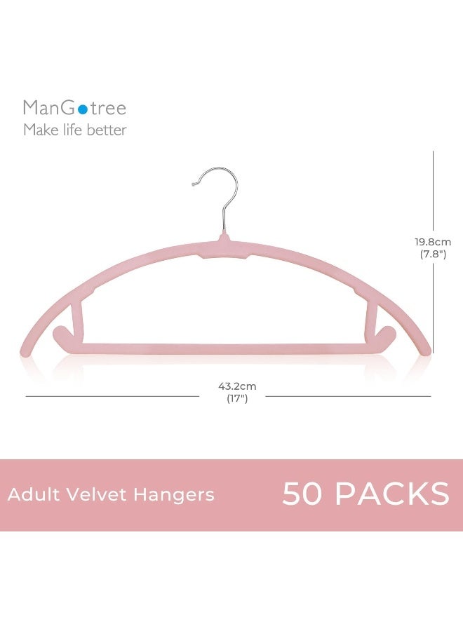 ManGotree شماعات ملابس مخملية 17.6 بوصة، شماعات مصنوعة من الفelt غير قابلة للانزلاق، شماعات بدلة قوية وموفرة للمساحة للكنزات والسراويل والفساتين والتنانير والمعاطف (وردي، 50 قطعة) - Image 2