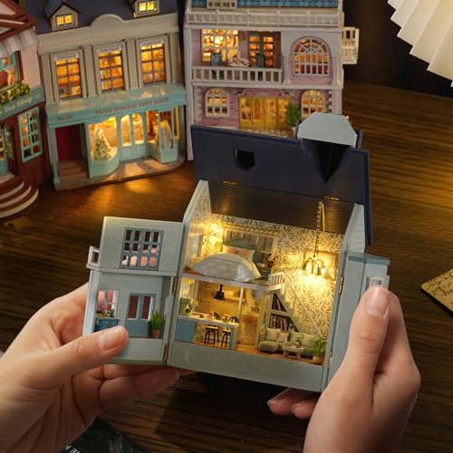 CUTEROOM DIY Miniature House Kit, CUTEROOM Wooden Dollhouse Kit Mini House Making Kit with Furnitures, DIY Dollhouse Kit Birthday Gift for Women and Girls (Warm Manor) - Image 5