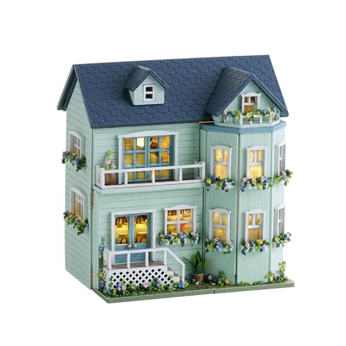 CUTEROOM DIY Miniature House Kit, CUTEROOM Wooden Dollhouse Kit Mini House Making Kit with Furnitures, DIY Dollhouse Kit Birthday Gift for Women and Girls (Warm Manor) - Image 1
