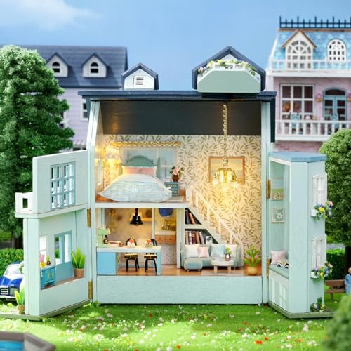 CUTEROOM DIY Miniature House Kit, CUTEROOM Wooden Dollhouse Kit Mini House Making Kit with Furnitures, DIY Dollhouse Kit Birthday Gift for Women and Girls (Warm Manor) - Image 4