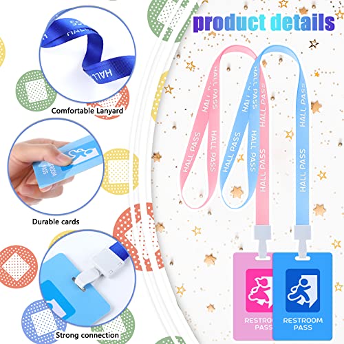 Spakon 10 Pcs Hall Passes Lanyards School Passes Set with Breakaway Lanyards Back to School Supplies for Teachers Classrooms Student Hall, Bathroom, Library, Office and Nurse - Image 3