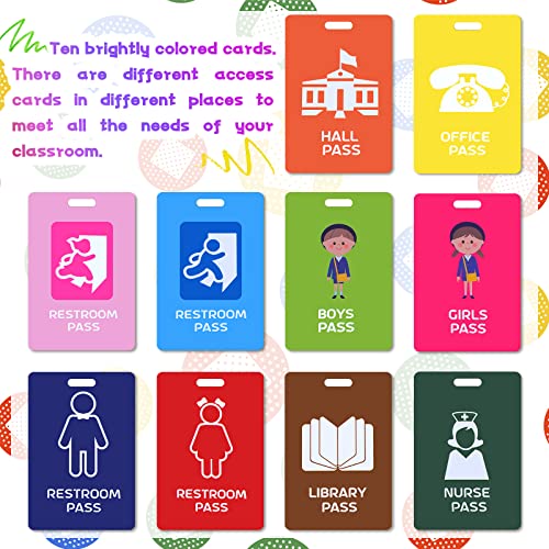 Spakon 10 Pcs Hall Passes Lanyards School Passes Set with Breakaway Lanyards Back to School Supplies for Teachers Classrooms Student Hall, Bathroom, Library, Office and Nurse - Image 4