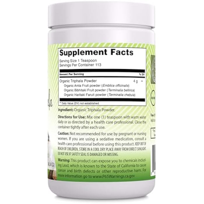 Amazing India Organic Triphala 16 Oz Powder | 113 Servings | Natural Herbal Supplement | Non-GMO | Gluten Free - Image 2
