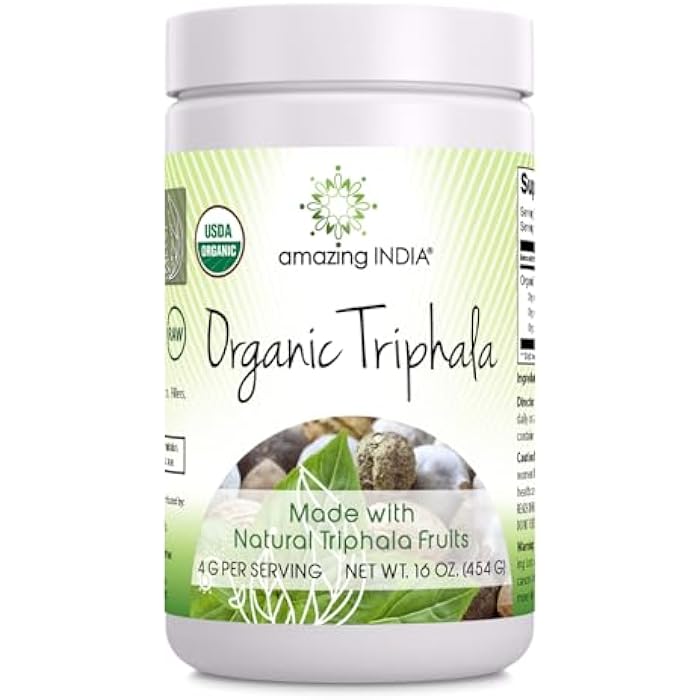 Amazing India Organic Triphala 16 Oz Powder | 113 Servings | Natural Herbal Supplement | Non-GMO | Gluten Free - Image 1
