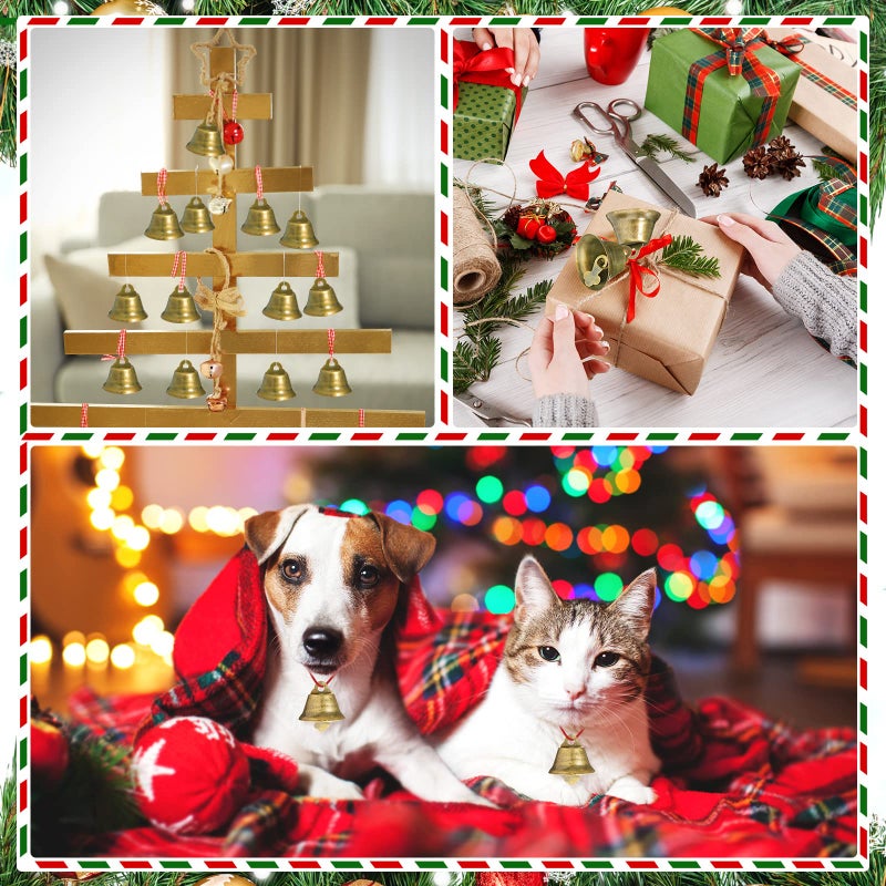 Sumind 100 قطعة جرس قديم جرس حرفي جرس صغير زينة معلقة لأجراس الرياح كسر المنزل تدريب الكلاب جرس الباب ديكور الزفاف (برونزي) - Image 5