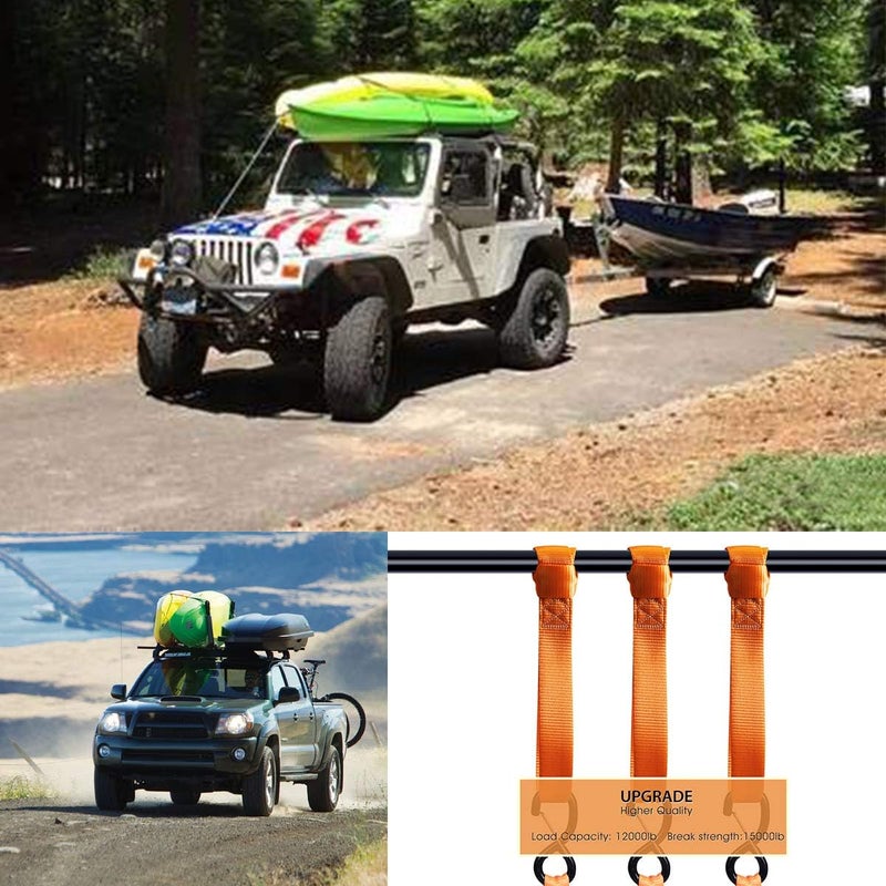 JCHL Soft Loops Tie Down Straps (4pk) 12,000lbs Max Strength 18"X1.7" Heavy Duty Motorcycle Tie Downs for use with Ratchet Strap - Secure Trailering of Motorcycles, Kayak, Jeep, ATV, UTV - Image 5