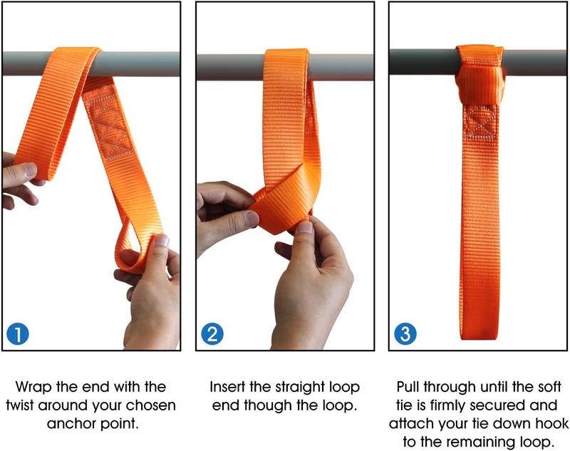 JCHL Soft Loops Tie Down Straps (4pk) 12,000lbs Max Strength 18"X1.7" Heavy Duty Motorcycle Tie Downs for use with Ratchet Strap - Secure Trailering of Motorcycles, Kayak, Jeep, ATV, UTV - Image 4