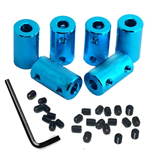 Treehobby 6Pack Treehobby Aluminium Alloy Shaft Coupling Rigid Stepper Motor Wheel Coupler Joint Connector for DIY Car Boat Airplane 3D Printers, 5mm to 5mm - Image 1