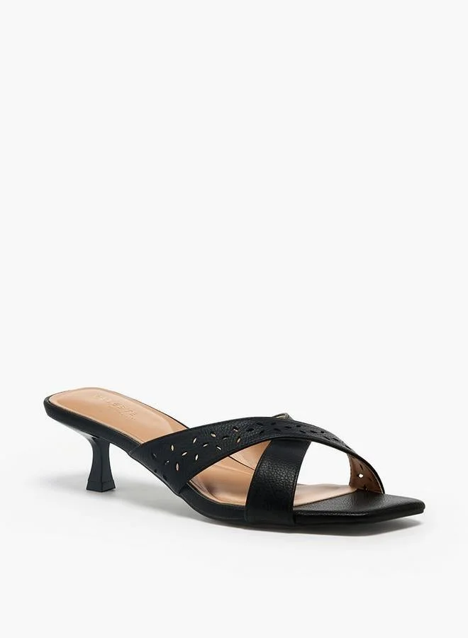 سيليست Women Cross Strap Flared Heel Sandals