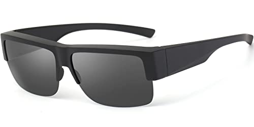 CAXMAN Over the Glasses Sunglasses for Men Women Polarized Super Dark Category 4 Lens Upgraded TR90 Unbreakable Frames Matte Black - Image 1