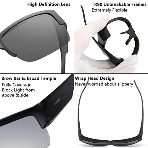 CAXMAN Over the Glasses Sunglasses for Men Women Polarized Super Dark Category 4 Lens Upgraded TR90 Unbreakable Frames Matte Black - Image 3