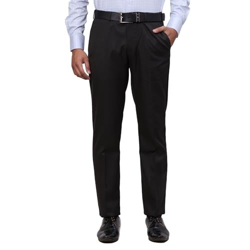 Raymond Men's Slim Fit Structure Pattern Polyester Viscose Blend Flat Front Trouser (Size: 34)-RMTS05378-O8 Dark Brown - Image 1