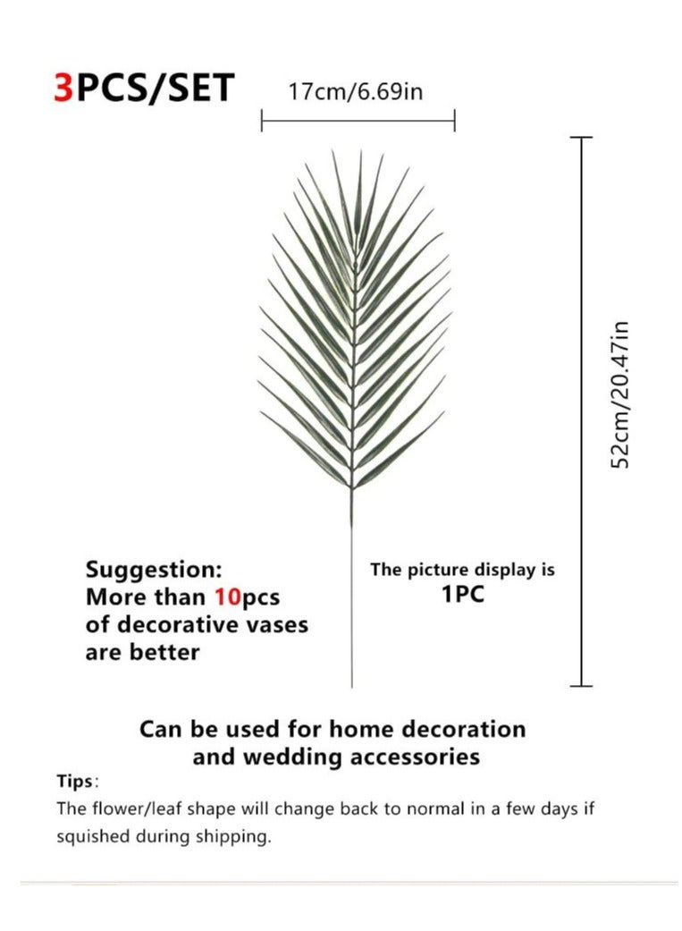 3 قطع من الزهور الصناعية الكبيرة باللون الأخضر الداكن لديكور المنزل - Image 2