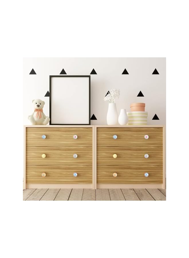 S-TOP 5 PCS Sun Pattern Ceramic Handle Kids Dresser Knobs, Vintage Decorative Drawer Pulls, for Cabinets and Drawers, Easy to Install 1.5 Inch Replacement Handles (5 Styles) - Image 2