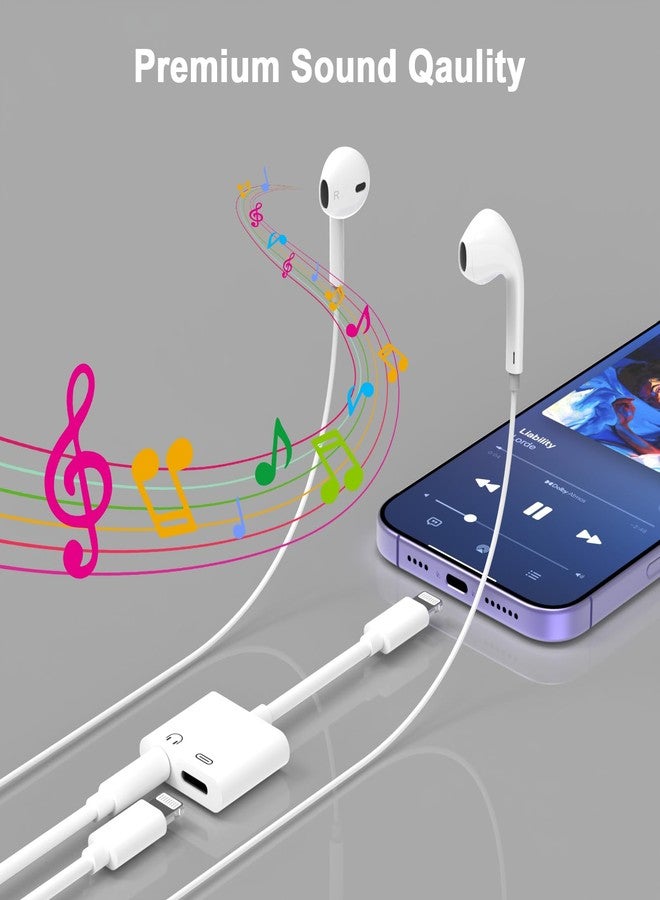 esbeecables [Apple MFi Certified] iPhone Headphones Splitter Adapter,2 in 1 Lightning to 3.5mm Headphone Aux Audio+Charge Jack Adapter Dongle Splitter Compatible with iPhone14/13/12/11/SE/XS/XR/X/8/7(Black+White) - Image 4