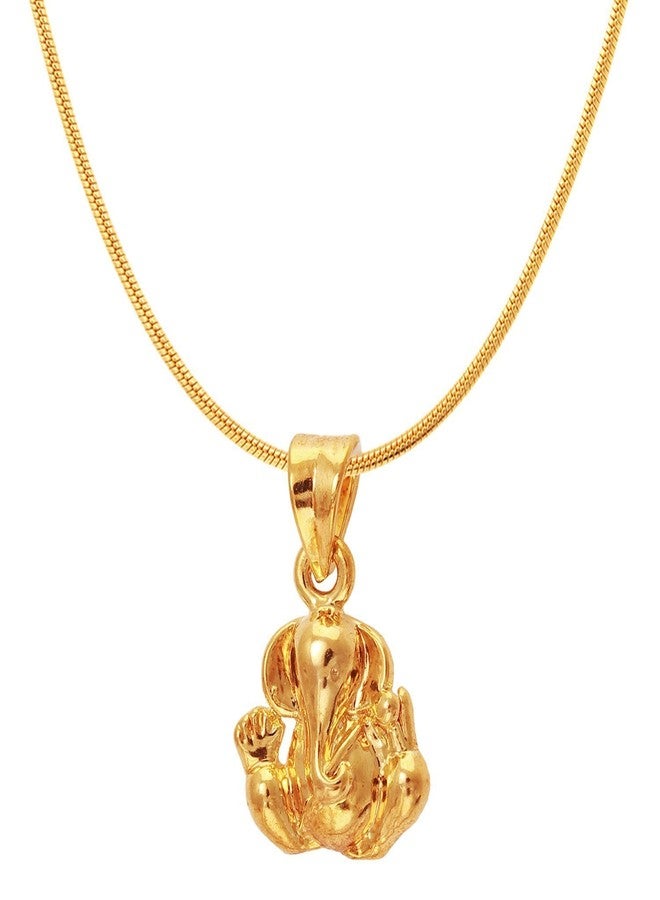 Mahi Exa Collection Ganesh Gold Plated Religious God Pendant with Chain for Men & Women PS6012012G - Image 1