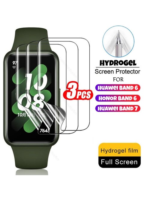 3-Pieces Full Screen Coverage Hydrogel Soft Film Screen Protector for Huawei Band 6/7 Honor Band 6