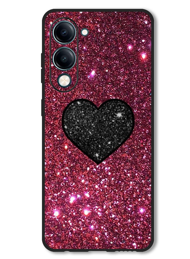 Theodor Case Compatible with Vivo Y29s Protection Shockproof Bumper Cover Black Heart - Image 1