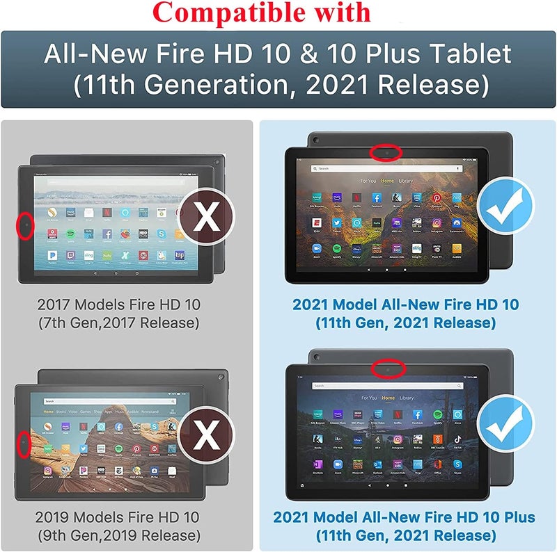 KEROM All-New Amazon Fire HD 10 Tablet Case & Fire HD 10 Plus Tablet Case (11th Generation, 2021 Release), PU Leather Stand Cover Case for Fire HD 10 & 10 Plus Tablet 11th Gen, Auto Wake/Sleep, Bird - Image 2