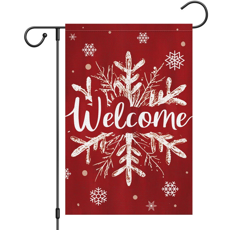 Heyfibro Christmas Winter Welcome Garden Flag 12x18 Inch Double Sided Burlap, Winter Snowflake Yard Flags for Holiday Xmas Yard Outdoor Decoration(ONLY FLAG) - Image 1