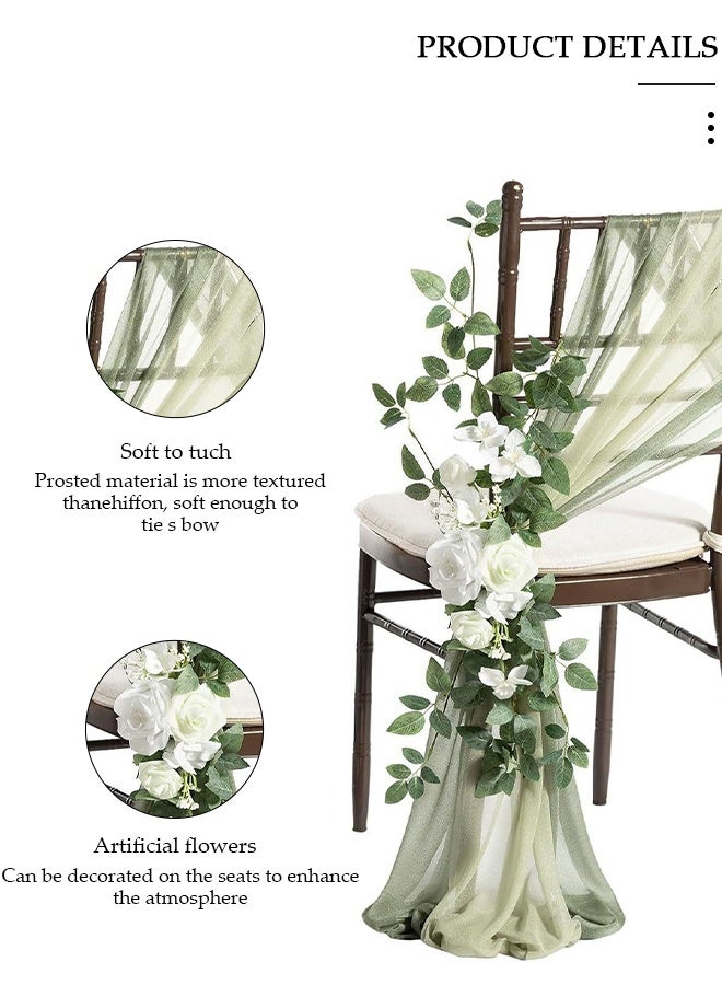 DUNISO Wedding Chair Back Decorations,Set of 1 Chiffon Chair Sashes and 1 Artificial Flower, Easy to Preserve With Arrangements for Wedding Ceremony Decor - Image 2