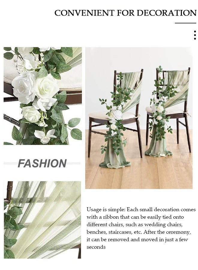 DUNISO Wedding Chair Back Decorations,Set of 1 Chiffon Chair Sashes and 1 Artificial Flower, Easy to Preserve With Arrangements for Wedding Ceremony Decor - Image 4
