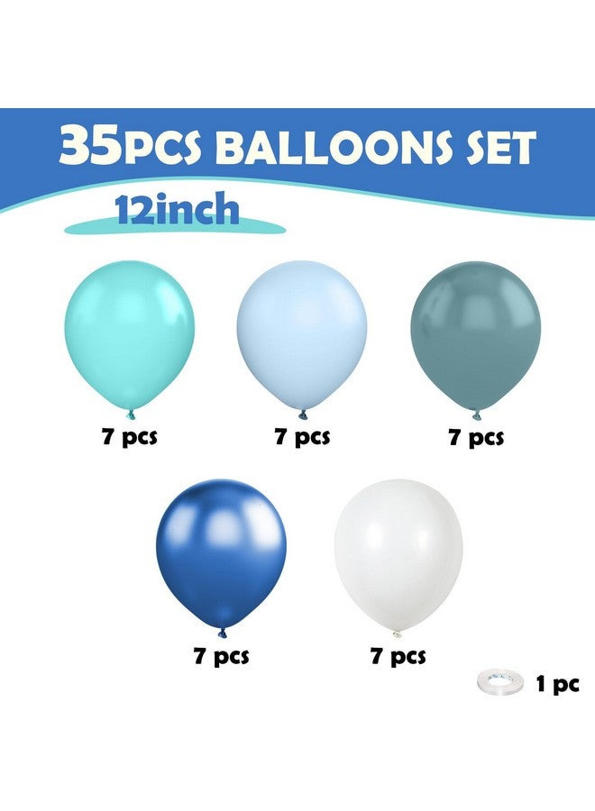Sowide Ocean Themed Party Balloons, 12 Inchs Turquoise Teal Blue Clear Metallic Balloons for Kids Ocean Shark Sea Themed Pool Party Baby Shower Birthday Beach Decorations - Image 2