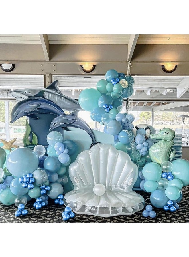Sowide Ocean Themed Party Balloons, 12 Inchs Turquoise Teal Blue Clear Metallic Balloons for Kids Ocean Shark Sea Themed Pool Party Baby Shower Birthday Beach Decorations - Image 4