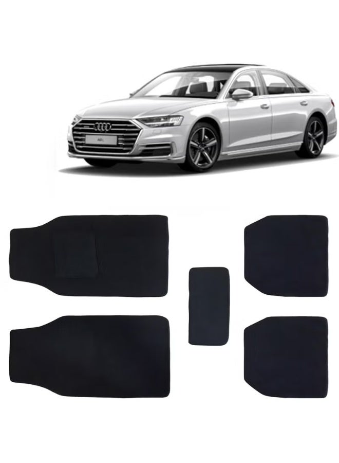 Classic Kingsway Carpet Style Universal Car Mats for Audi A8L, 2015 Onwards Model, Black Color Anti Slip Car Floor Foot Mats, Complete Set of 5 Piece, Executive Series - Image 1