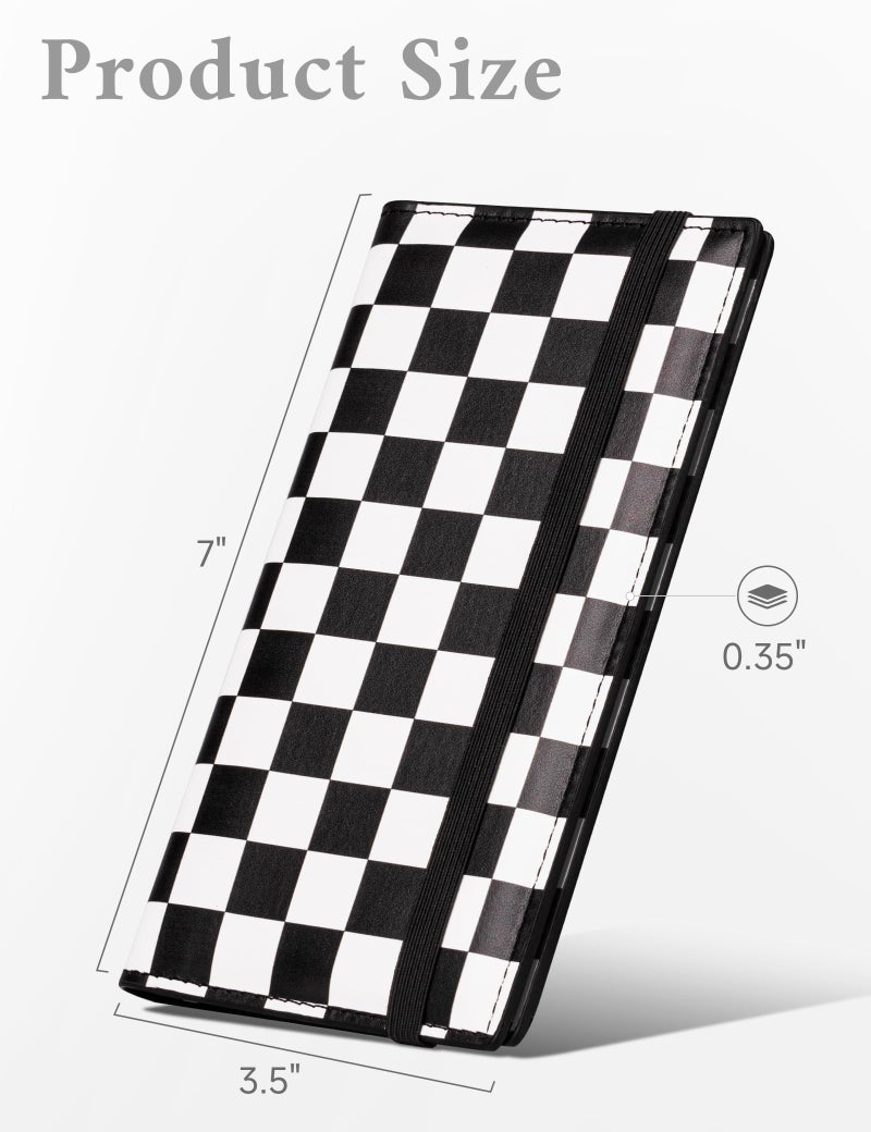 Zreal Checkbook Cover for Women & Men, Premium PU Leather RFID Blocking Check Book Cover for Duplicate Checks (Black White Checkered) - Image 3