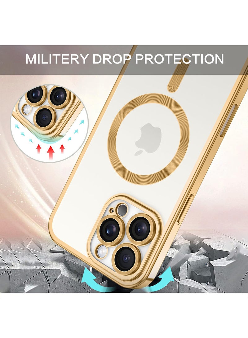إكس ليفيل جراب ماج سيف لهاتف آيفون 16 برو ماكس، حلقة قابلة للطي، مغناطيسي قوي، حامل متين ومتعدد الاستخدامات، حماية من السقوط، جراب بحامل مغناطيسي لهاتف آيفون 16 برو ماكس، مضاد لبصمات الأصابع والخدوش (ذهبي شفاف) - Image 4